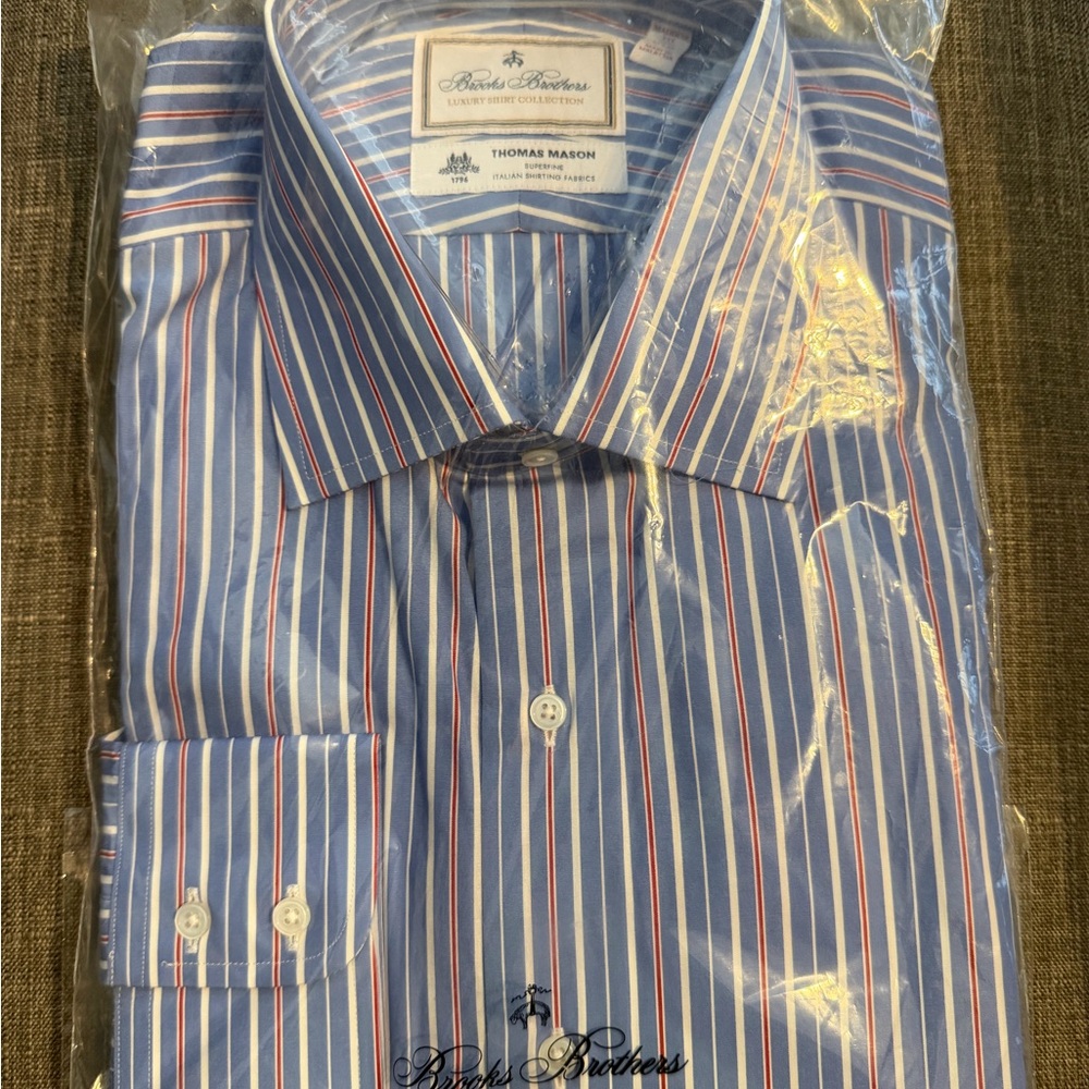 Brooks Brothers Thomas Mason Luxury  Striped Men's Dress Shirt Size 17-36